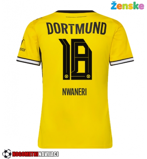 Ženske Nogometnih dresov Borussia Dortmund Ethan Nwaneri #18 Domači 2026-27 Kratki rokavi Ženske Nogometnih dresov Borussia Dortmund Ethan Nwaneri #18 Domači 2026-27 Kratki rokavi